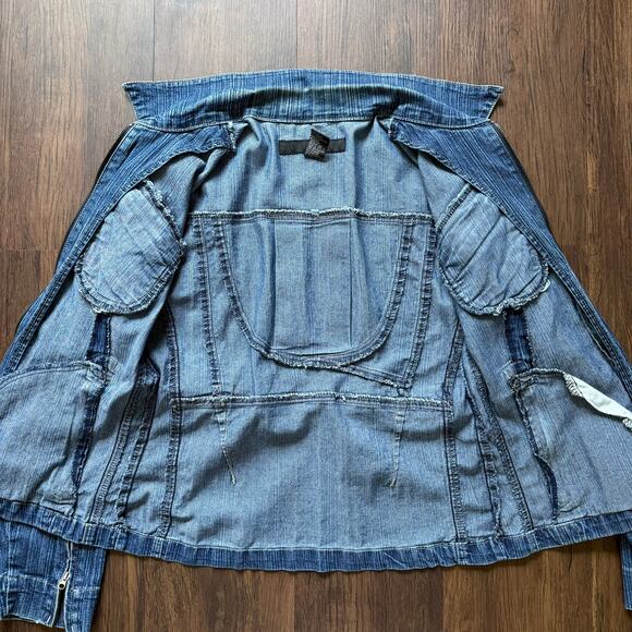 Bacci Jeans Denim Jacket Y2K Utility Puff Shoulder Cinched Waist Women’s Medium - Picture 9 of 10